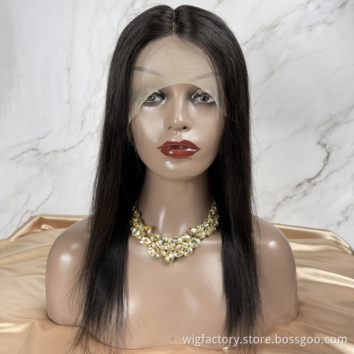 Natural Black Middle Part Lace 13*6*1 Straight Frontal Wig For Women,Long Bone Straight Double Drawn Hair Wig